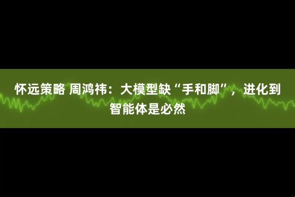 怀远策略 周鸿祎：大模型缺“手和脚”，进化到智能体是必然